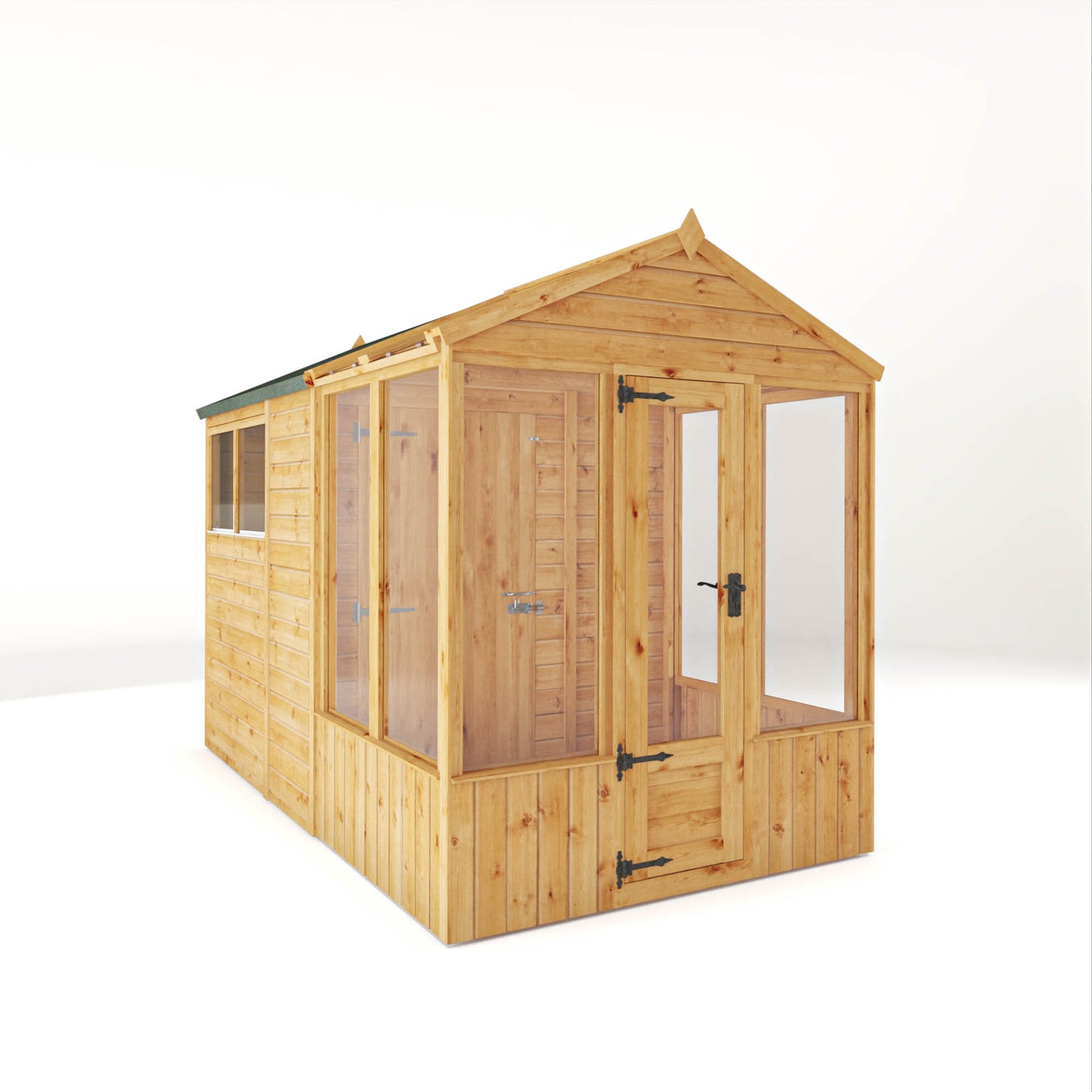 Mercia Woodsman 10' 4" x 6' 3" Apex Combi Greenhouse Shed - Premium Dip Treated Shiplap - Glass Windows