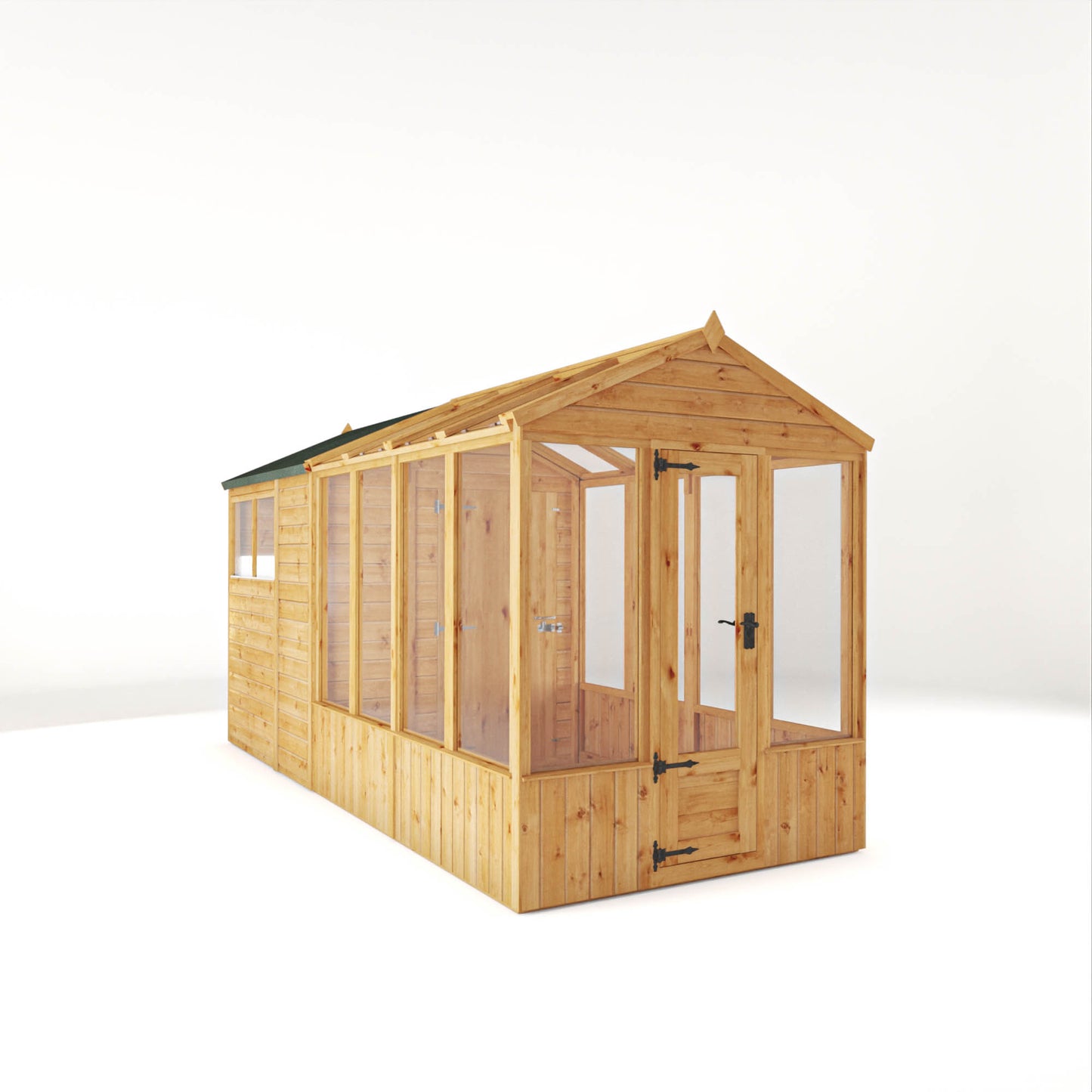 Mercia Woodsman 14' 2" x 6' 3" Apex Combi Greenhouse Shed - Premium Dip Treated Shiplap- Glass Windows