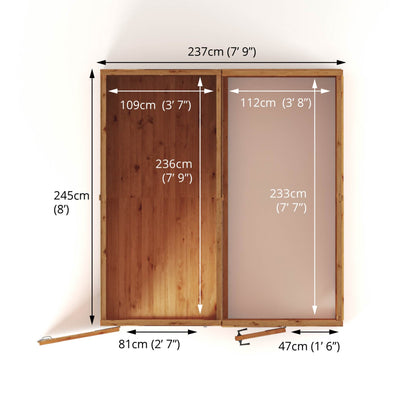 Mercia Woodsman 8' 4" x 8' Apex Combi Greenhouse Shed - Premium Dip Treated Shiplap- Glass Windows