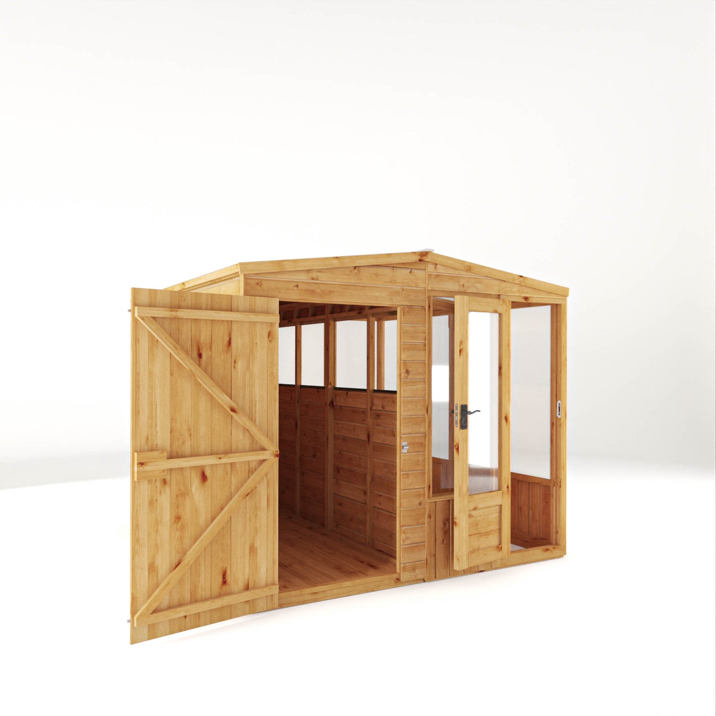 Mercia Woodsman 8' 4" x 8' Apex Combi Greenhouse Shed - Premium Dip Treated Shiplap- Glass Windows