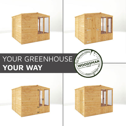 Mercia Woodsman 8' 4" x 8' Apex Combi Greenhouse Shed - Premium Dip Treated Shiplap- Glass Windows
