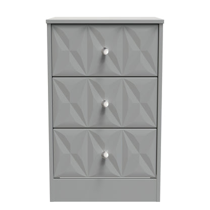 San Jose Bedside Table Grey 3 Drawers 45cm