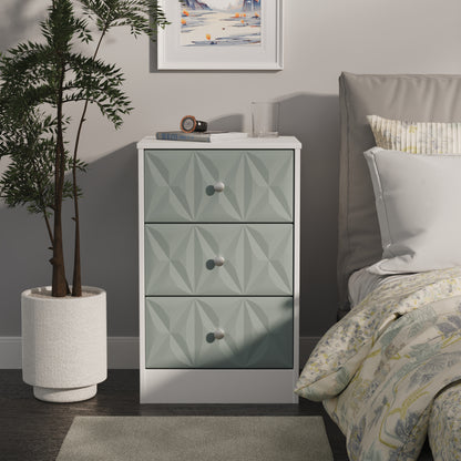 San Jose Bedside Table Teal & White 3 Drawers 45cm