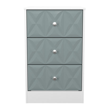 San Jose Bedside Table Teal & White 3 Drawers 45cm