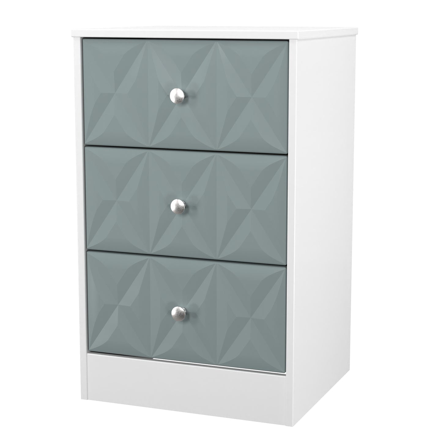San Jose Bedside Table Teal & White 3 Drawers 45cm