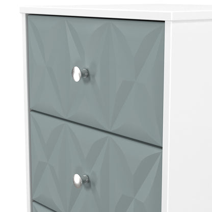 San Jose Bedside Table Teal & White 3 Drawers 45cm
