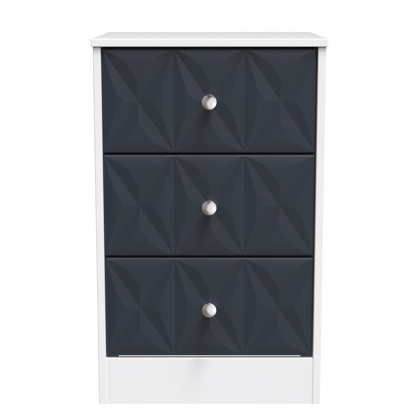 San Jose Bedside Table Dark Grey & White 3 Drawers 45cm