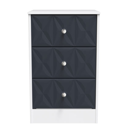 San Jose Bedside Table Dark Grey & White 3 Drawers 45cm