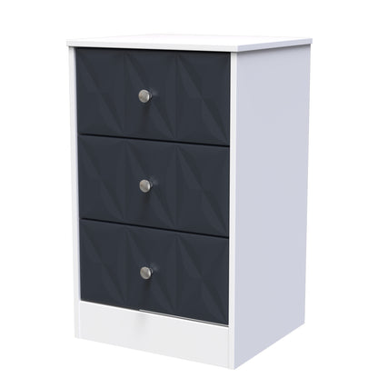 San Jose Bedside Table Dark Grey & White 3 Drawers 45cm