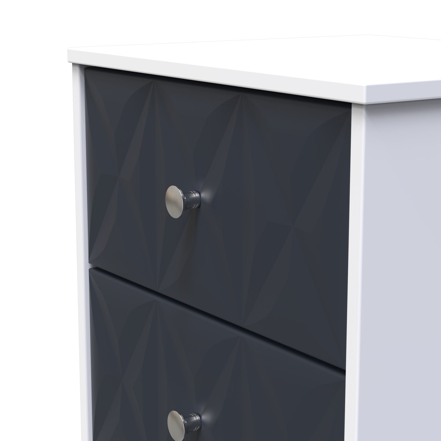 San Jose Bedside Table Dark Grey & White 3 Drawers 45cm