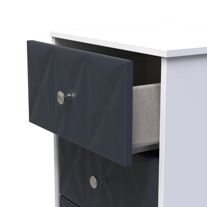 San Jose Bedside Table Dark Grey & White 3 Drawers 45cm