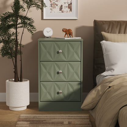 San Jose Bedside Table Green 3 Drawers 45cm