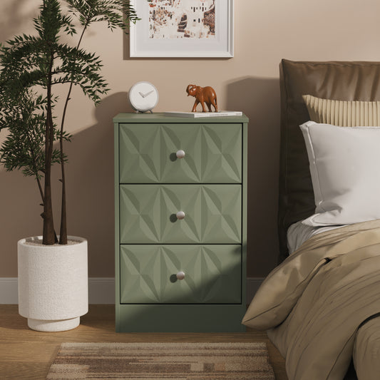 San Jose Bedside Table Green 3 Drawers 45cm