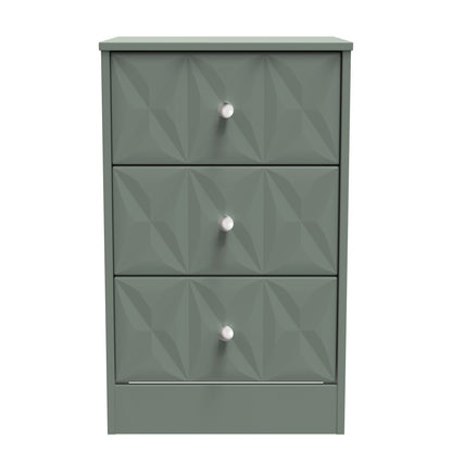 San Jose Bedside Table Green 3 Drawers 45cm