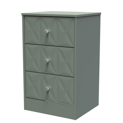 San Jose Bedside Table Green 3 Drawers 45cm