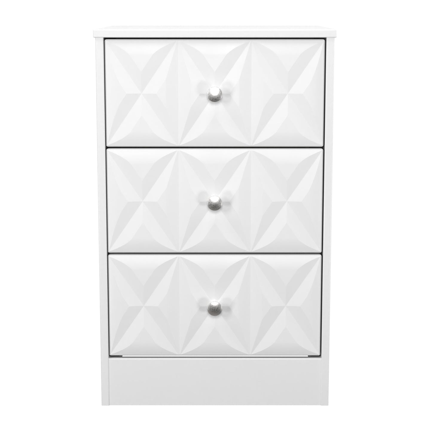 San Jose Bedside Table White 3 Drawers 45cm