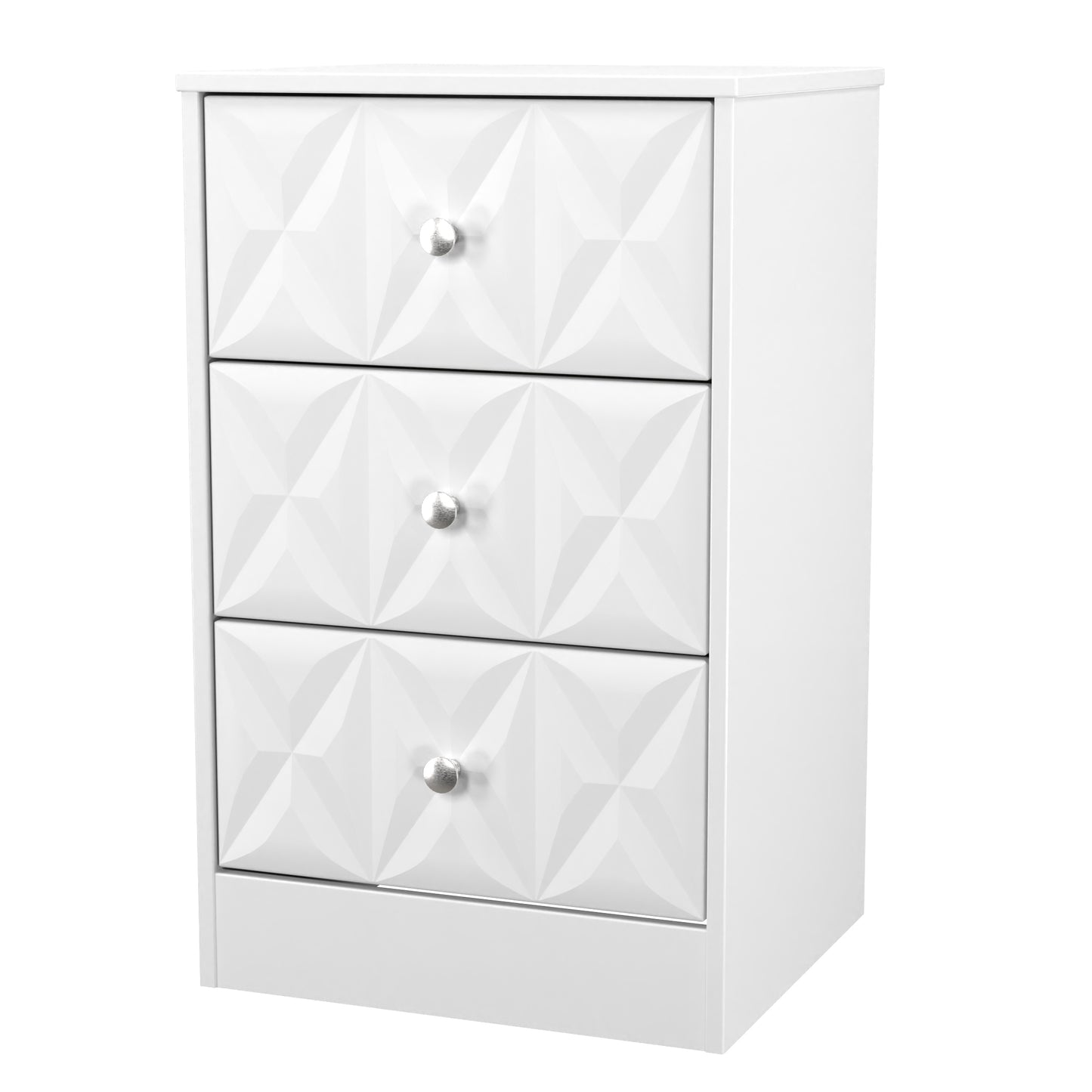 San Jose Bedside Table White 3 Drawers 45cm