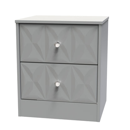 San Jose Bedside Table Grey 2 Drawers 45cm