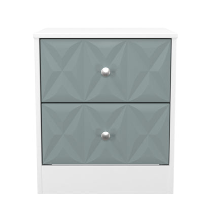 San Jose Bedside Table Teal & White 2 Drawers 45cm