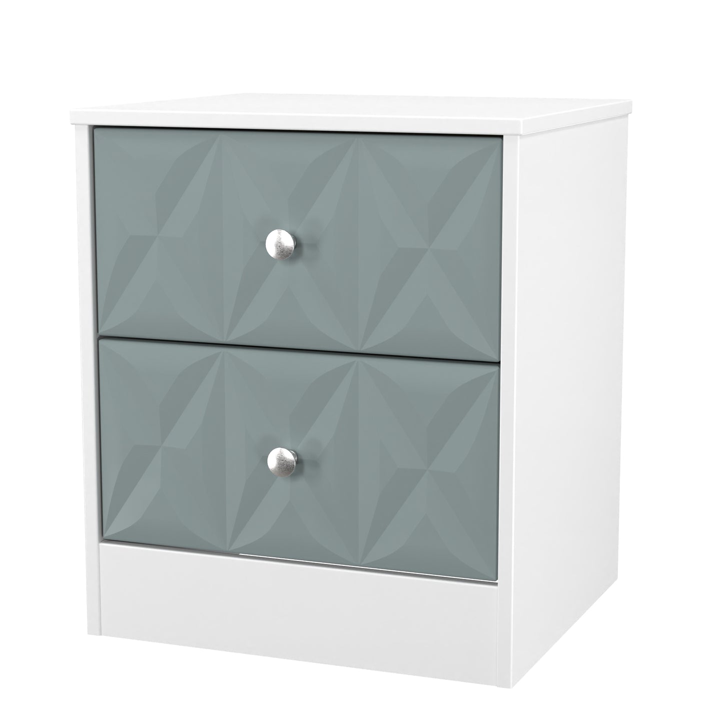 San Jose Bedside Table Teal & White 2 Drawers 45cm