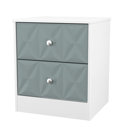 San Jose Bedside Table Teal & White 2 Drawers 45cm