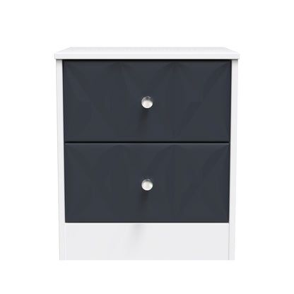 San Jose Bedside Table Dark Grey & White 2 Drawers 45cm
