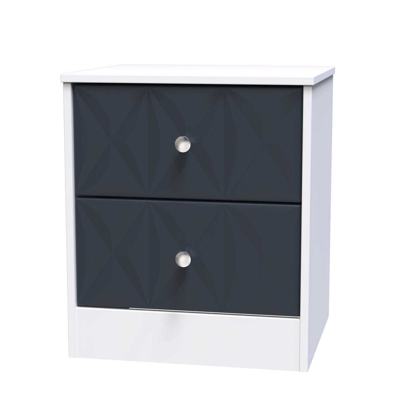 San Jose Bedside Table Dark Grey & White 2 Drawers 45cm