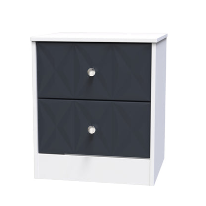 San Jose Bedside Table Dark Grey & White 2 Drawers 45cm