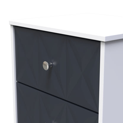 San Jose Bedside Table Dark Grey & White 2 Drawers 45cm