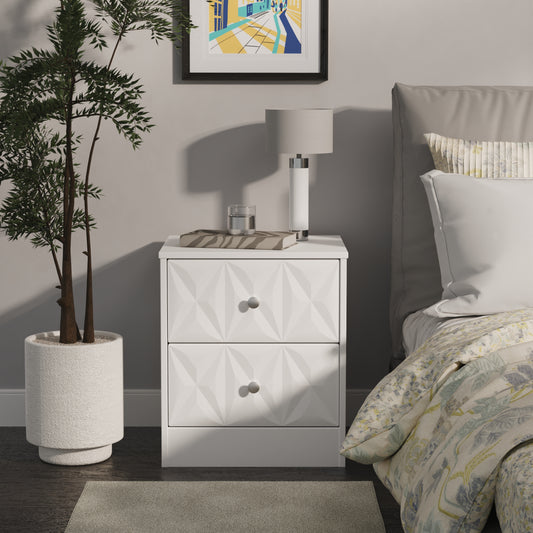 San Jose Bedside Table White 2 Drawers 45cm