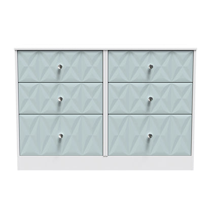 San Jose Large Chest of Drawers Teal & White 6 Drawers 115cm