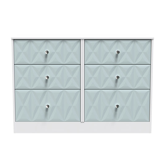San Jose Large Chest of Drawers Teal & White 6 Drawers 115cm