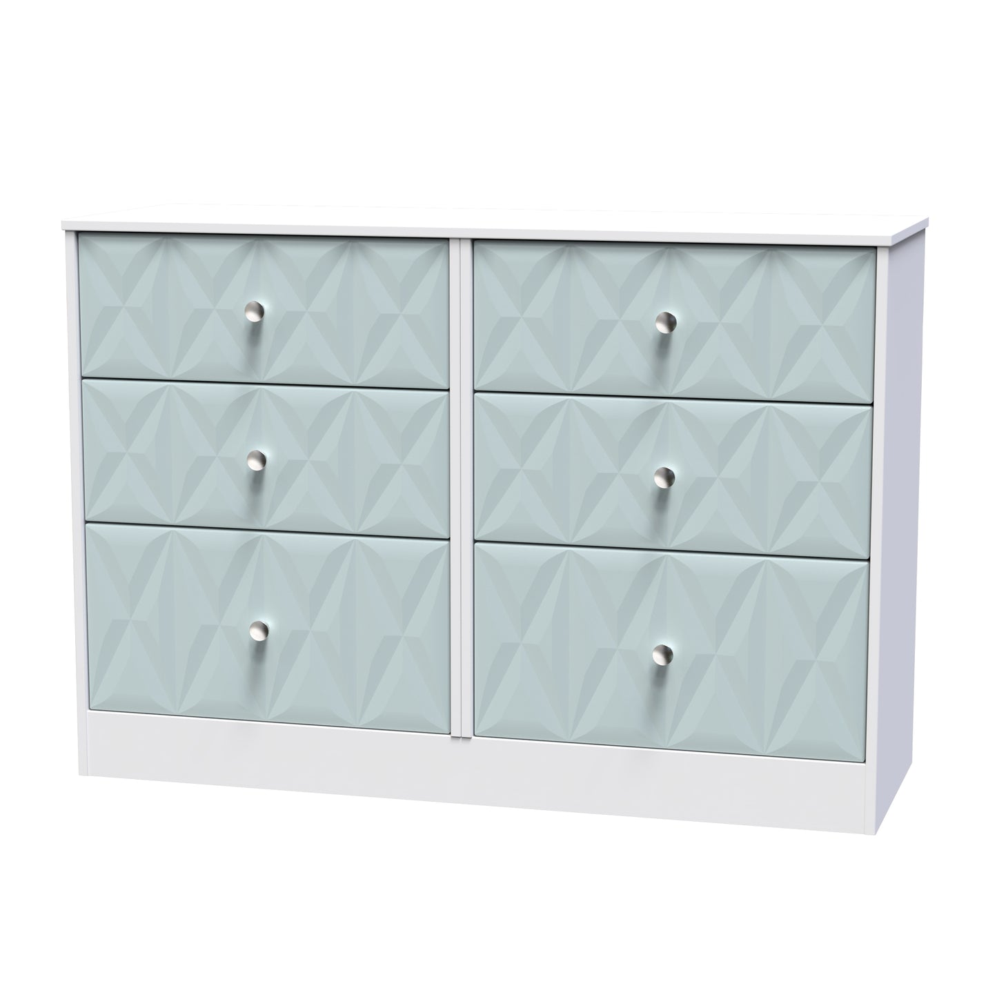 San Jose Large Chest of Drawers Teal & White 6 Drawers 115cm