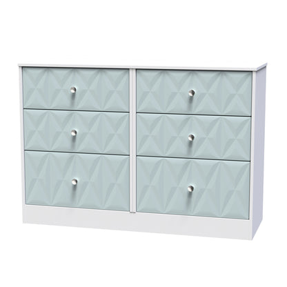 San Jose Large Chest of Drawers Teal & White 6 Drawers 115cm