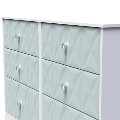 San Jose Large Chest of Drawers Teal & White 6 Drawers 115cm
