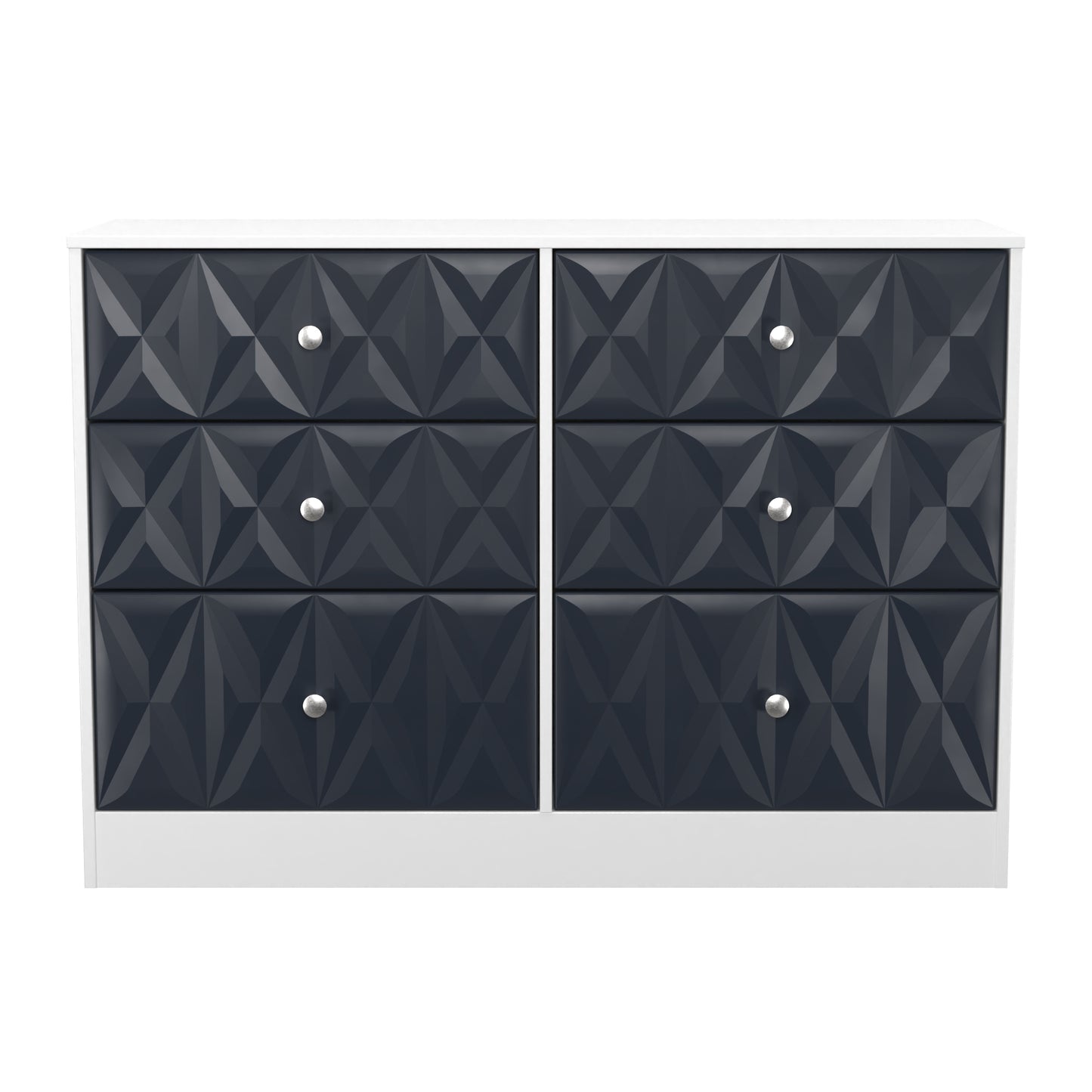 San Jose Large Chest of Drawers Dark Grey & White 6 Drawers 115cm