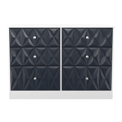 San Jose Large Chest of Drawers Dark Grey & White 6 Drawers 115cm