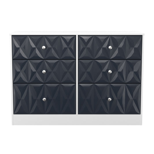 San Jose Large Chest of Drawers Dark Grey & White 6 Drawers 115cm