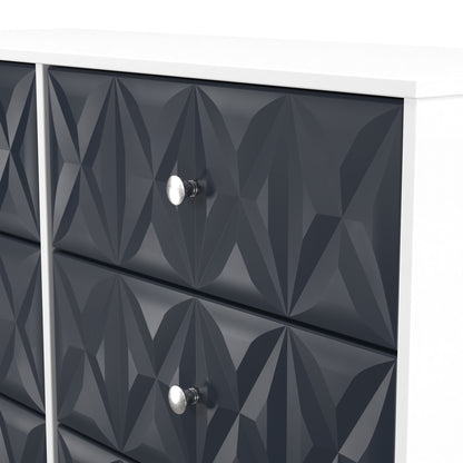 San Jose Large Chest of Drawers Dark Grey & White 6 Drawers 115cm