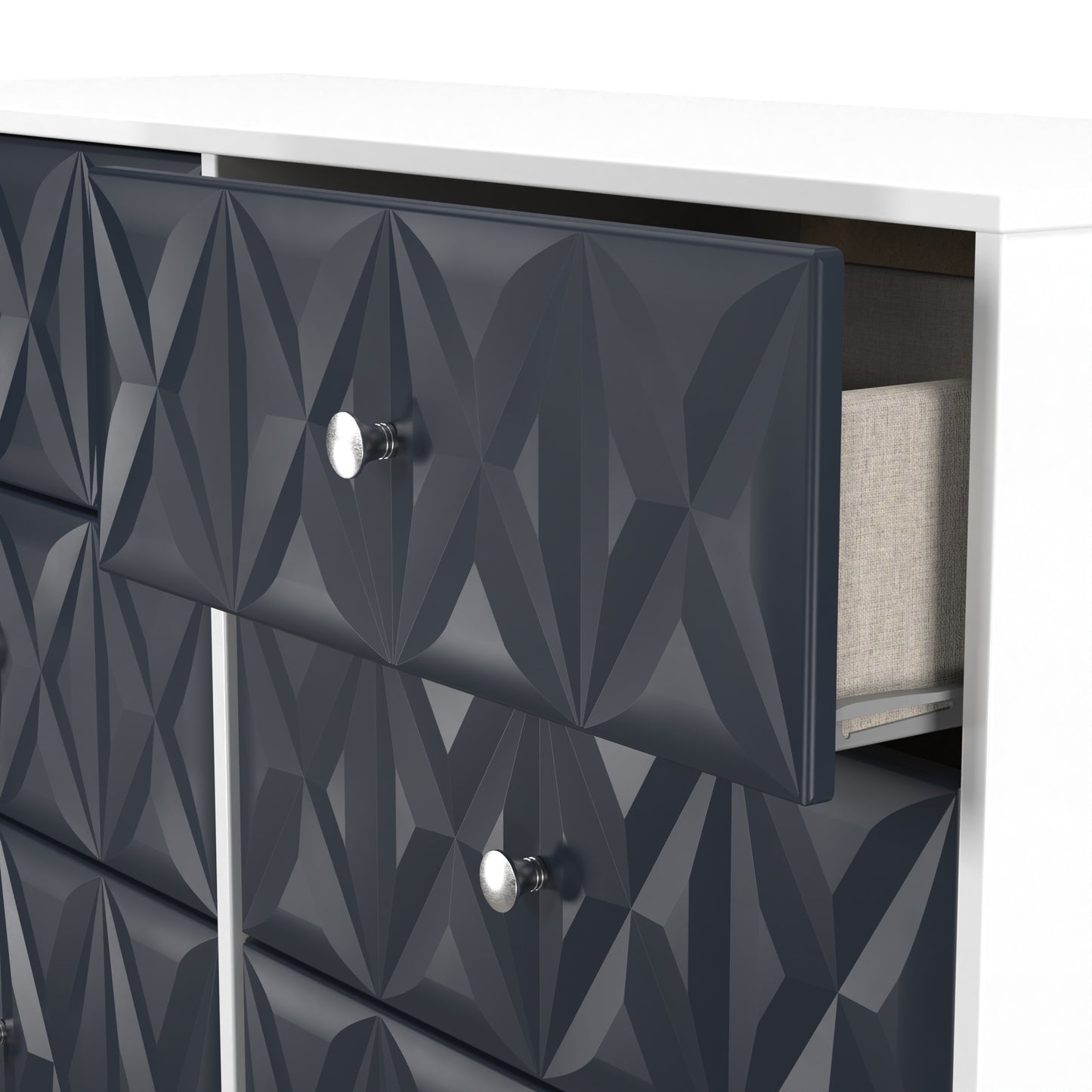 San Jose Large Chest of Drawers Dark Grey & White 6 Drawers 115cm