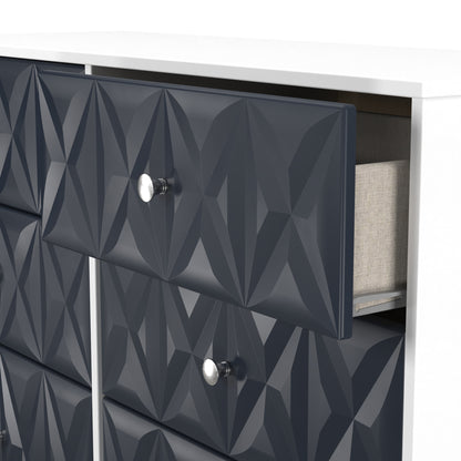 San Jose Large Chest of Drawers Dark Grey & White 6 Drawers 115cm