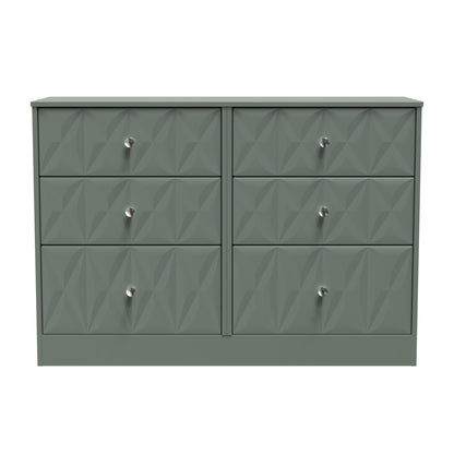 San Jose Large Chest of Drawers Green 6 Drawers 115cm