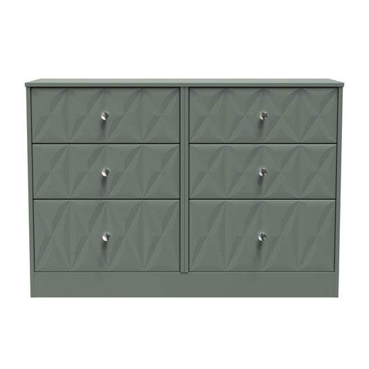 San Jose Large Chest of Drawers Green 6 Drawers 115cm