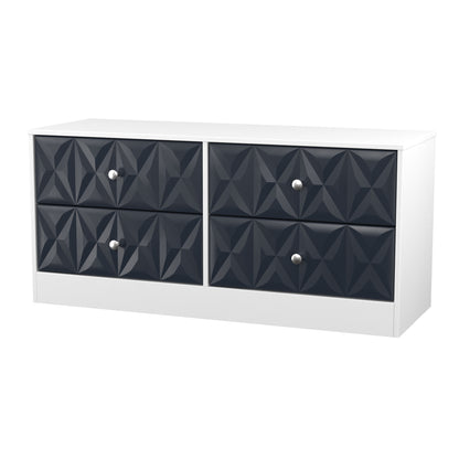 San Jose Large Chest of Drawers Dark Grey & White 4 Drawers 115cm