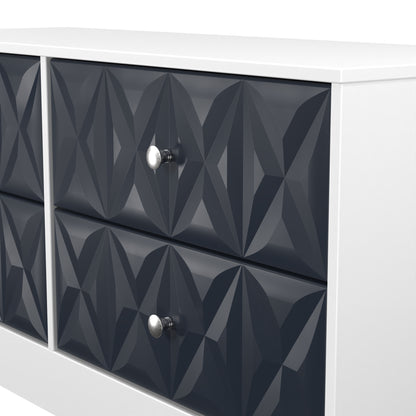 San Jose Large Chest of Drawers Dark Grey & White 4 Drawers 115cm