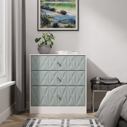 San Jose Chest of Drawers Teal & White 3 Drawers 77cm