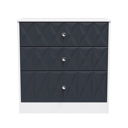 San Jose Chest of Drawers Dark Grey & White 3 Drawers 77cm