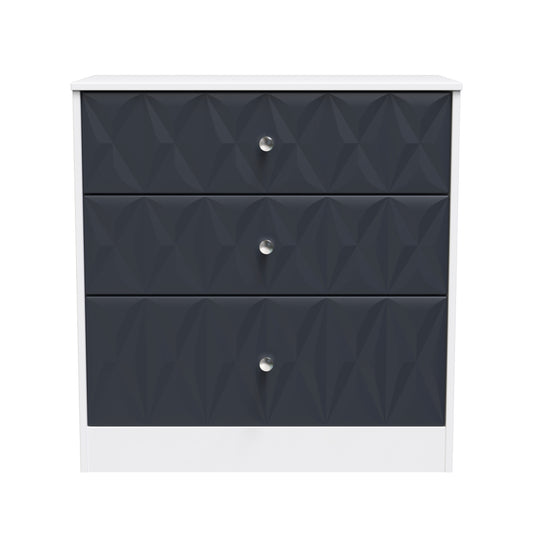San Jose Chest of Drawers Dark Grey & White 3 Drawers 77cm