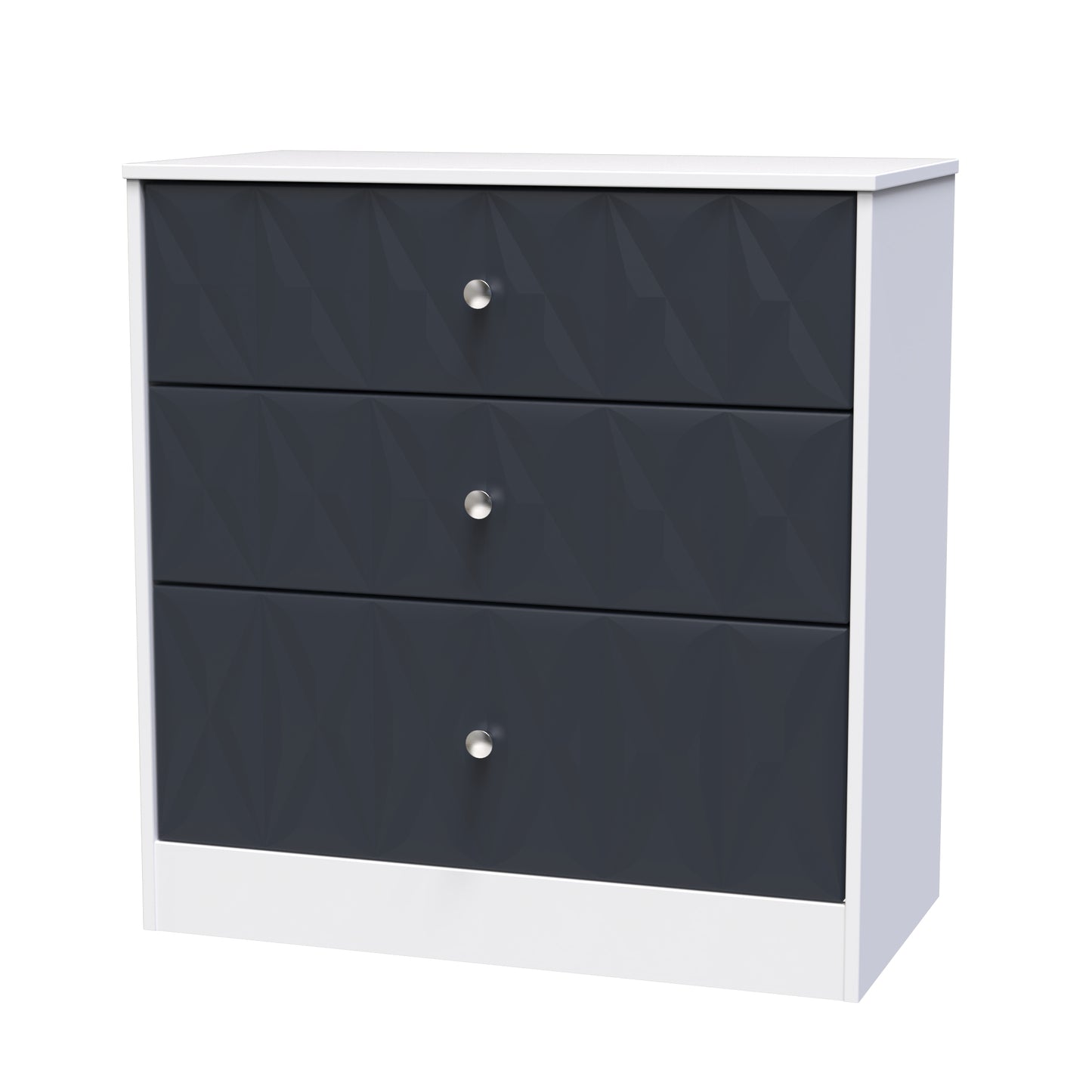 San Jose Chest of Drawers Dark Grey & White 3 Drawers 77cm