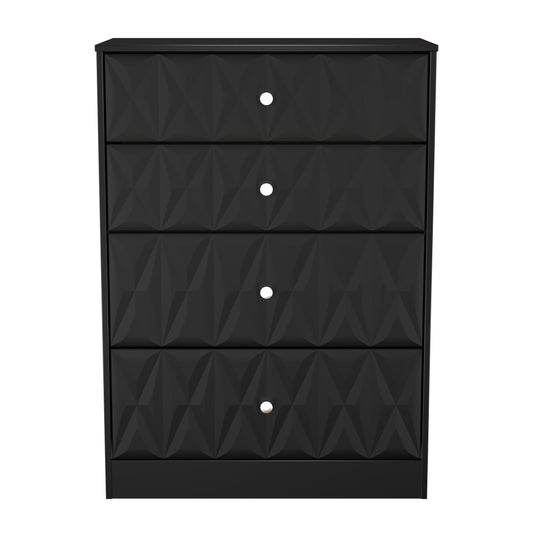 San Jose Tall Chest of Drawers Black 4 Drawers 77cm